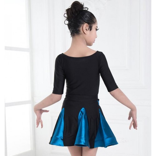 Kids latin dance dress for girls children ballroom performance gymnastics leotards tops and skirt dance dress
